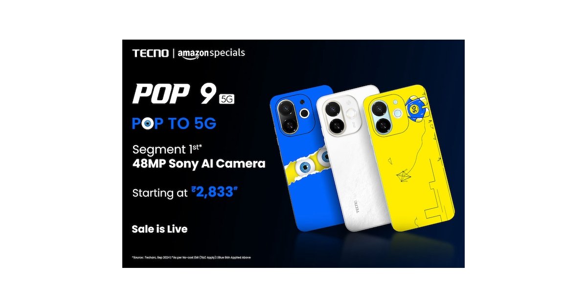 The Super Stylish TECNO POP 9 5G Back on Sale with Festive Offers at Just INR 2,833 EMI Per Month