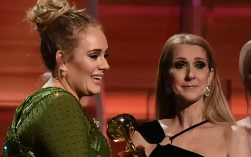 Adele bursts into tears as she shares emotional hug with Celine Dion. Watch