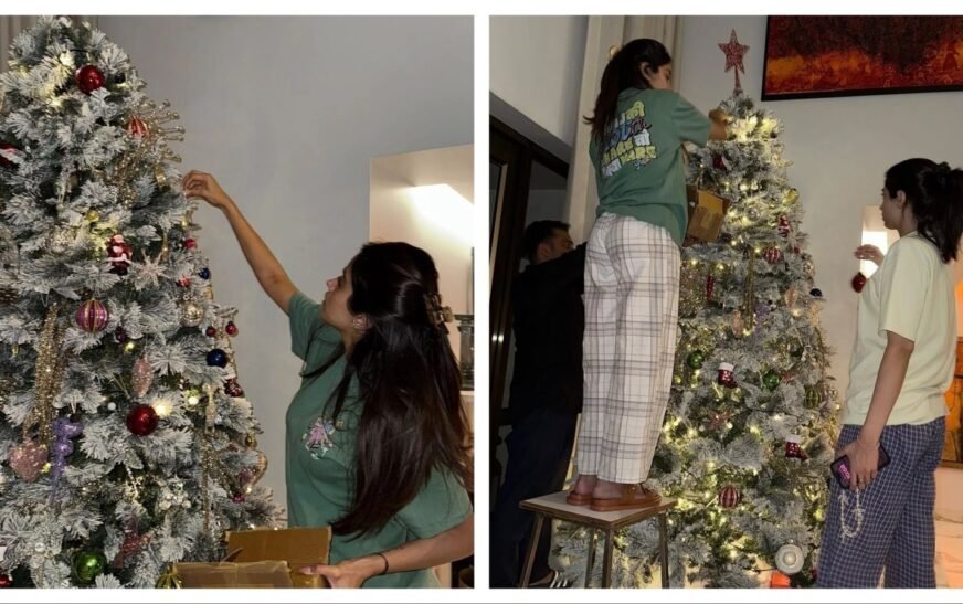 Janhvi Kapoor starts Christmas preparation early with sister Khushi Kapoor, Orry joins in to help. See pics | Bollywood