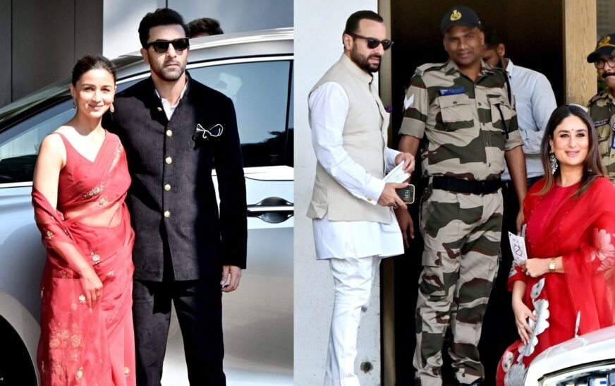 Alia Bhatt and Kareena Kapoor twin in red as they jet off to meet PM Modi with Ranbir Kapoor-Saif Ali Khan; watch