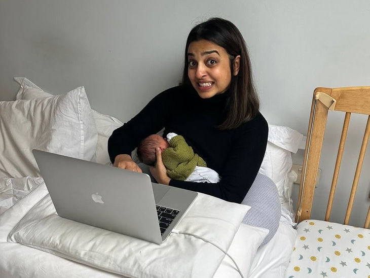 radhika apte announces birth of her child drops first pic as she feeds the baby and working | शादी के 12 साल बाद मां बनीं बदलापुर फेम राधिका: बेबी को ब्रेस्टफीड कराते हुए फोटो की शेयर; फैंसे बोले- बधाई हो