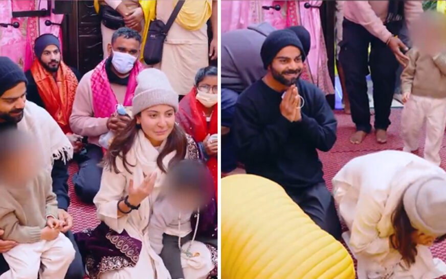 Anushka Sharma, Virat Kohli visit Premanand Maharaj in Vrindavan with kids