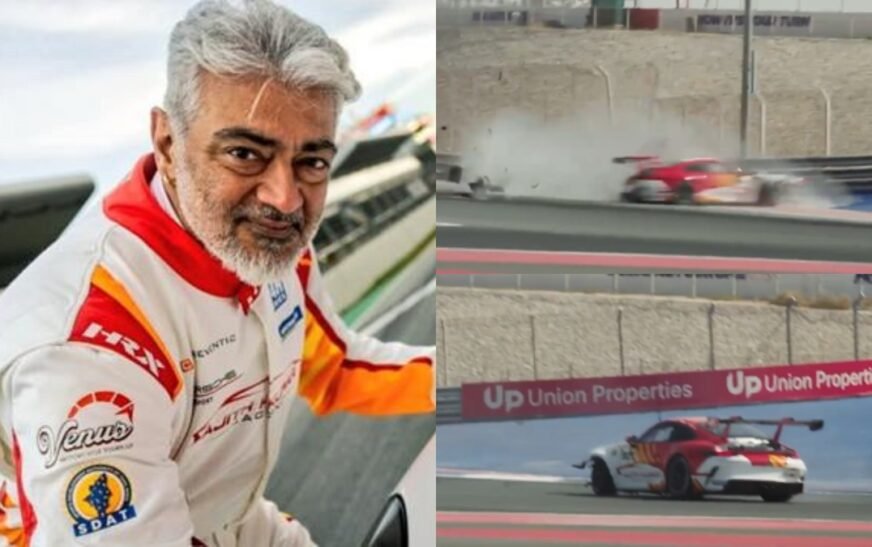Ajith Kumar’s speedy Porsche crashes in Dubai, actor walks out unhurt