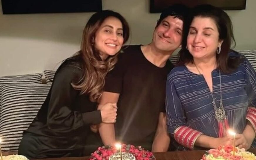 Triple celebration as Farhan Akhtar, cousin Farah Khan, sister-in-law Anusha Dandekar cut birthday cakes. See pic | Bollywood